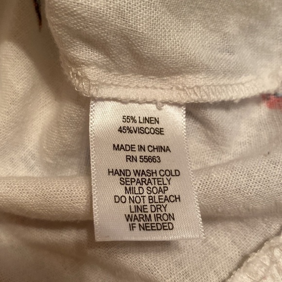 C&C California white linen blend oversized boxy top ruffle hem/cuff macaw size M - Picture 7 of 7